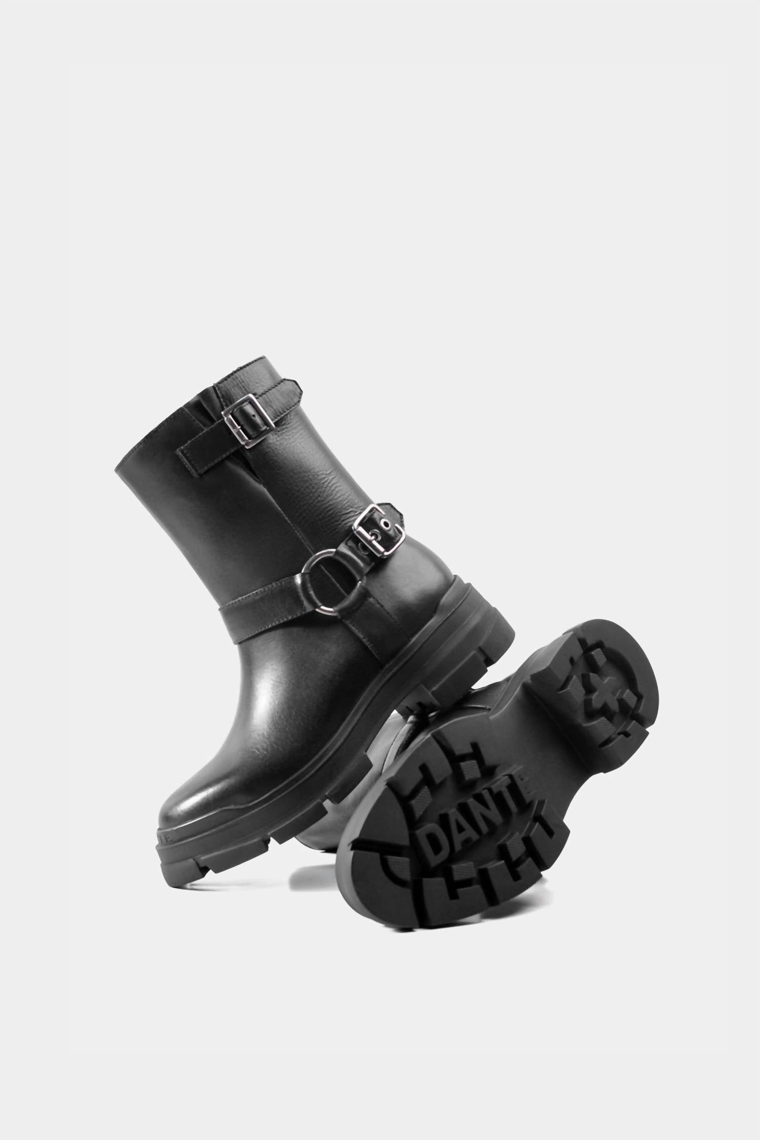 Женские кожаные армейские ботинки в черном цвете Dante Shoes — фото 4