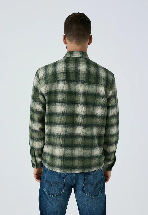 Куртка Regular fit check borg lined light jacket Next, зелёный — фото 2
