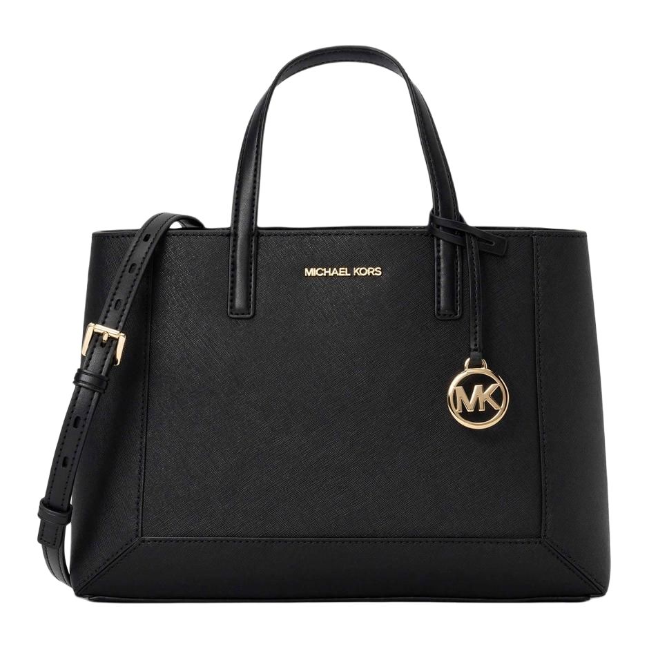 

Кожаная наплечная сумка через плечо дамская среднего размера черная MICHAEL KORS