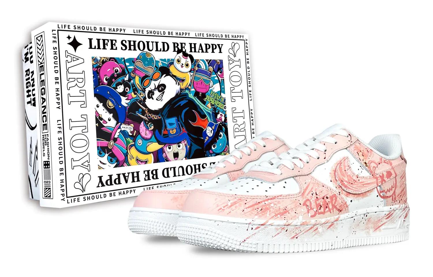 

Кроссовки Nike Air Force 1 Barbie Bear, модная игрушка, специальная коробка, противоскользящие амортизирующие низкие скейтбордные унисекс розовые, цвет Pink