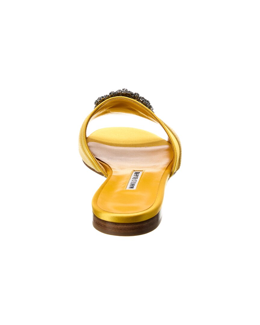 Manolo Blahnik Martamod Satin Sandal, желтый — фото 3