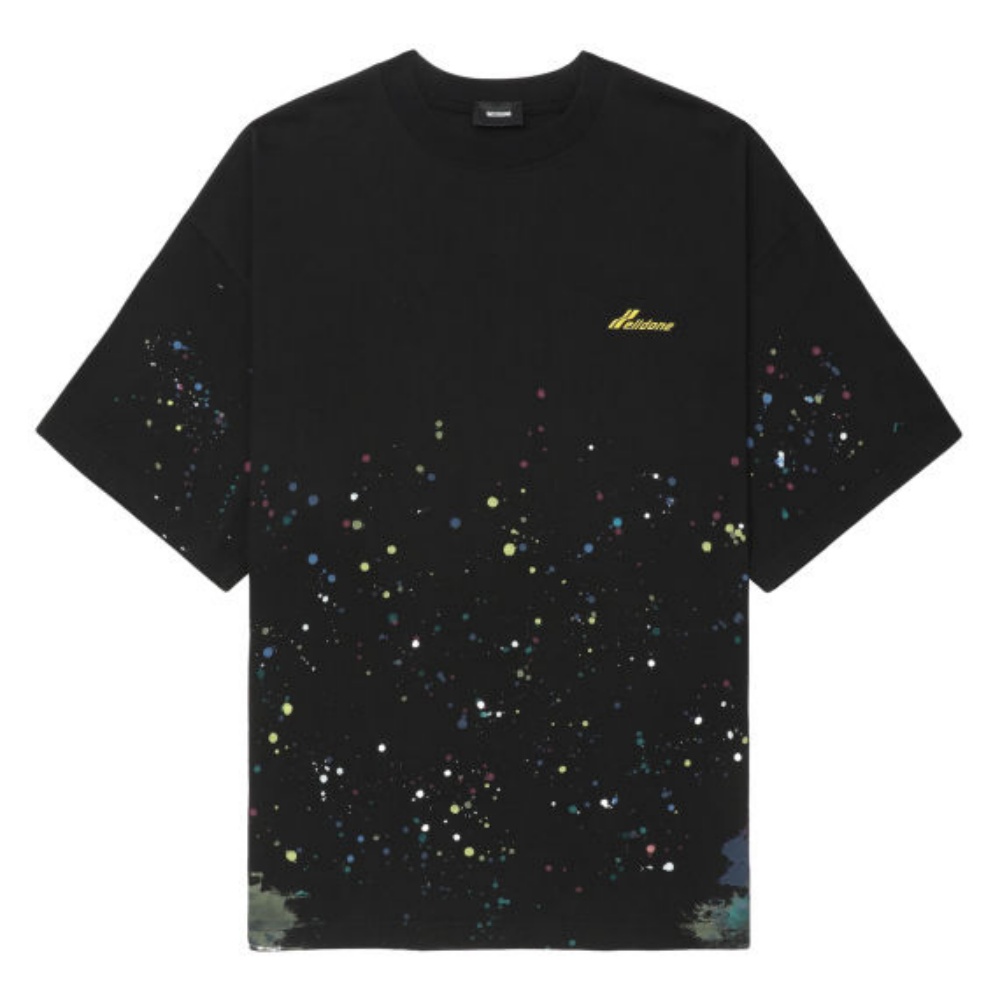 

Футболка из хлопка с эффектом брызг краски WE11DONE, черный