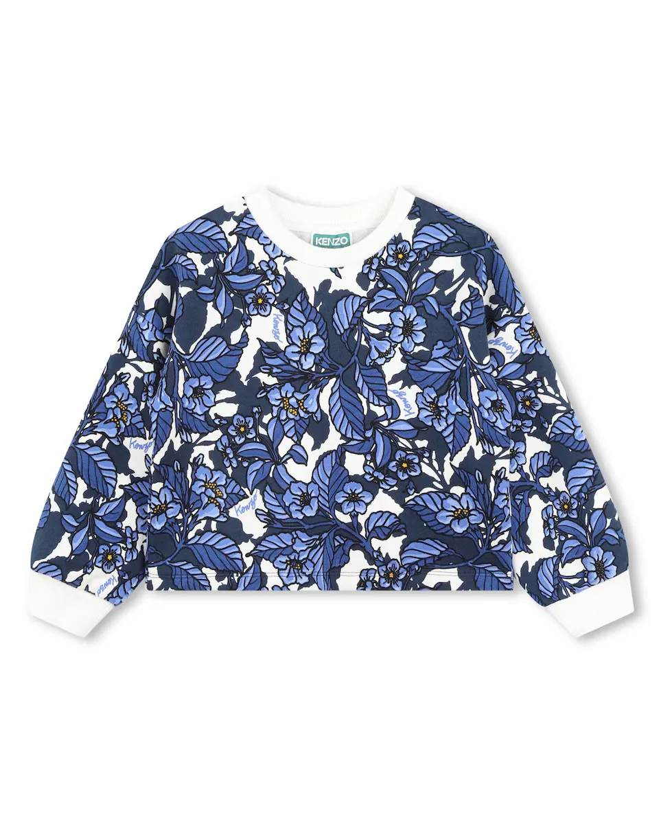 

Хлопковая толстовка с принтом для девочки Kenzo Kids, синий