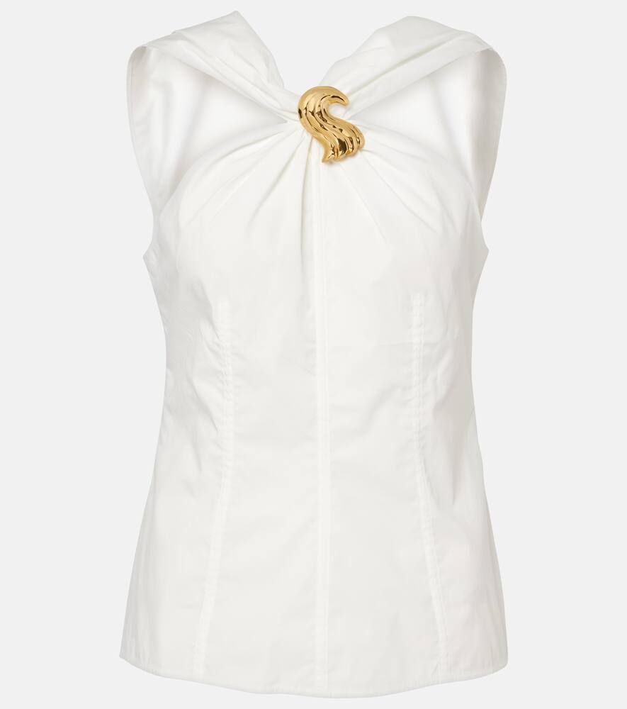 

Топ из смесового хлопка с декоративными элементами Jacques Wei, White