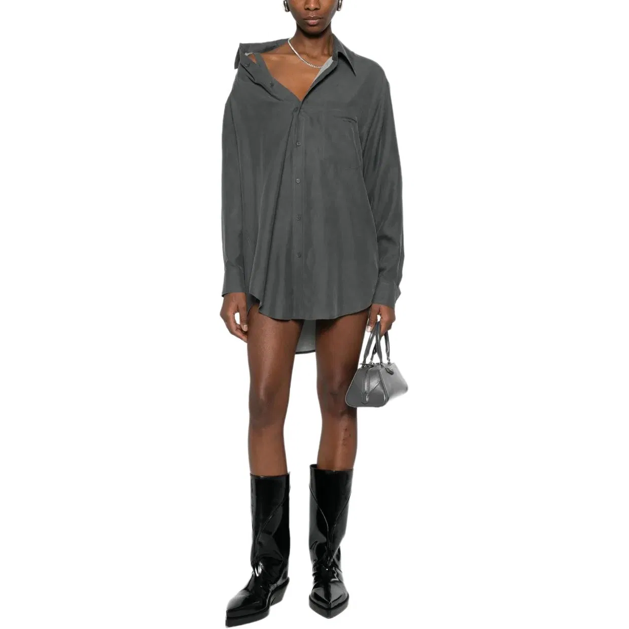 Платье-рубашка с принтом лого Alexander Wang, Gray