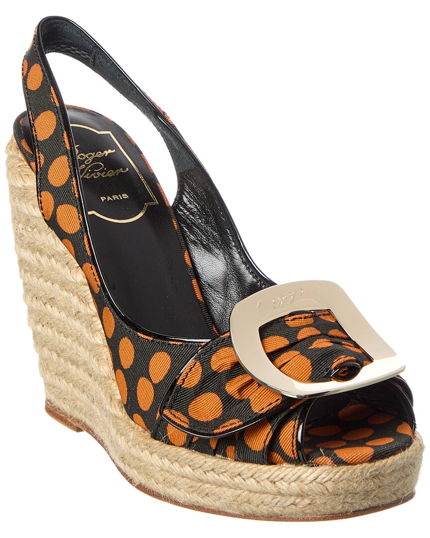 Roger Vivier Cordella Grosgrain Slingback Wedge Sandal, зеленый
