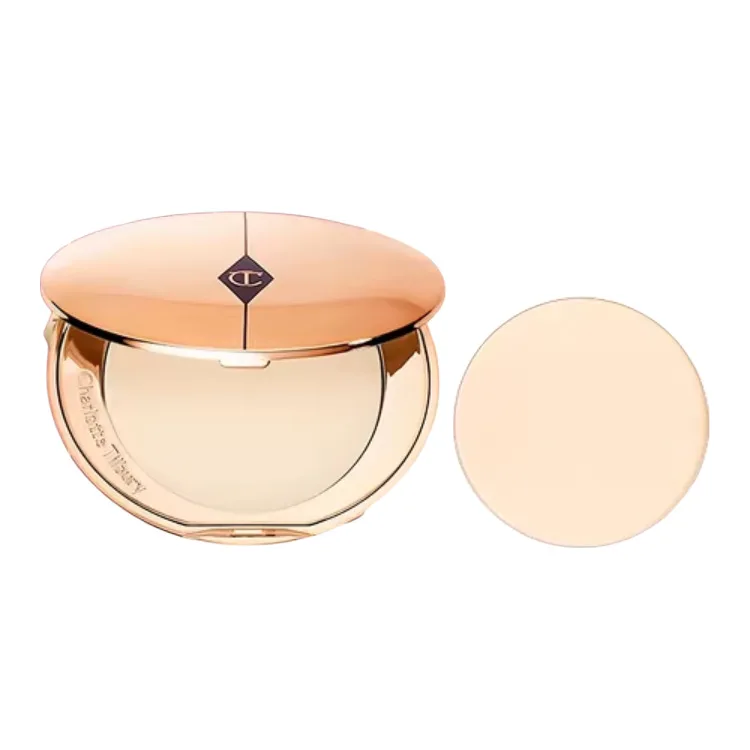 Charlotte Tilbury CT Small Golden Disk+Набор пудр для коррекции тона кожи 8г+8г, 两件套：#0瓷光白粉饼8g+#0瓷光白粉饼替换装8g