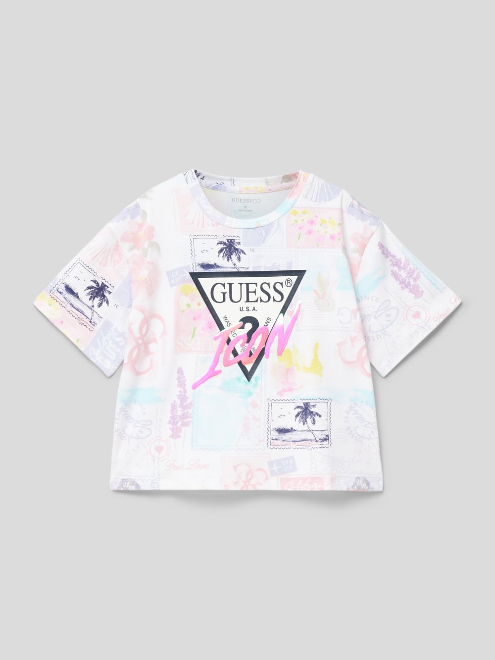

Футболка с рисунком по всей поверхности Guess, экрю
