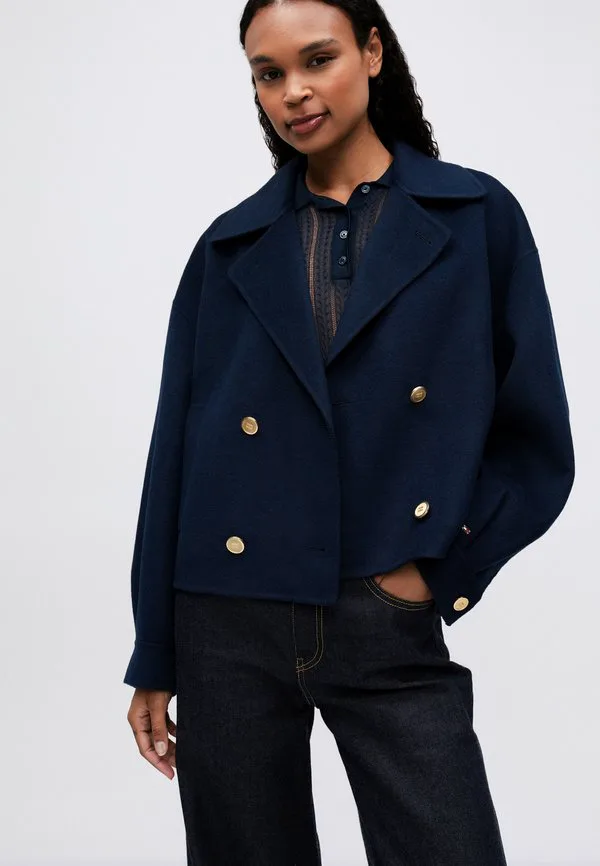 Двубортное летнее пальто-бушлат из шерстяной смеси Tommy Hilfiger, Dark Night Navy — фото 4
