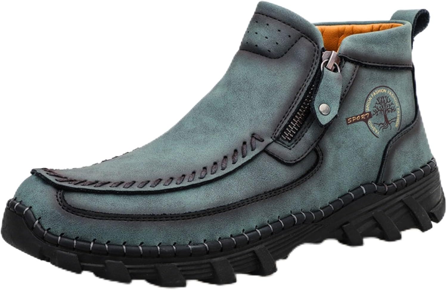 

Мужские ретро мокасины Myallfeet с ручной прошивкой для ходьбы, противоскользящие, с боковой молнией, кожаные, для активного отдыха и вождения, с поддержкой свода стопы, деловые и офисные мокасины, зеленый