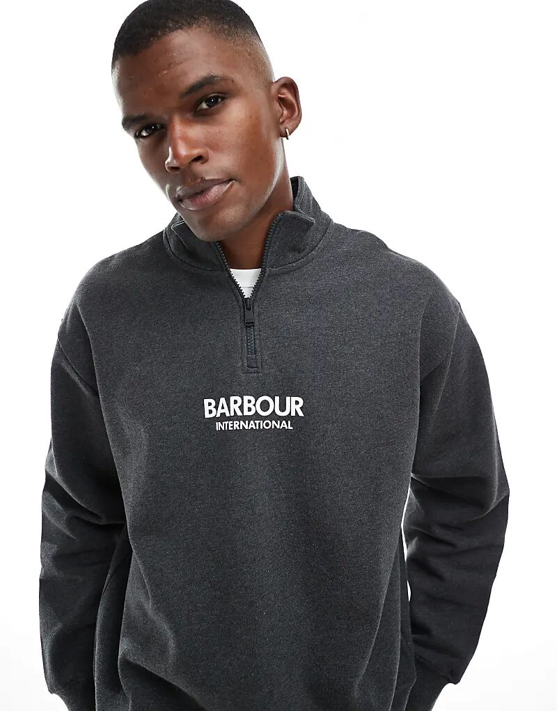 

Толстовка Formula oversize с застежкой-молнией на половину длины темно-серого цвета Barbour International