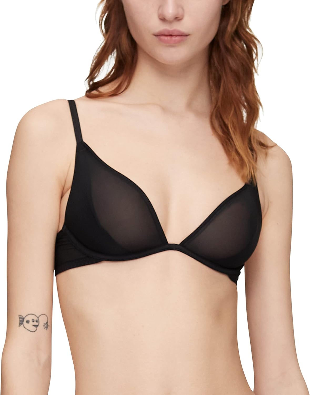 

Женский прозрачный бюстгальтер Calvin Klein Marquisette без подкладки с глубоким вырезом, Black