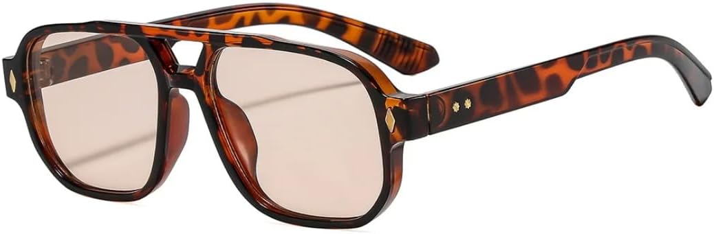 

Ретро-солнцезащитные очки квадратной формы с двойным дужком для женщин, роскошные, с леопардовым принтом, универсальные, для активного отдыха, модные, для мужчин, с защитой от УФ-излучения UV400 UATXTAU, Leopard Tea