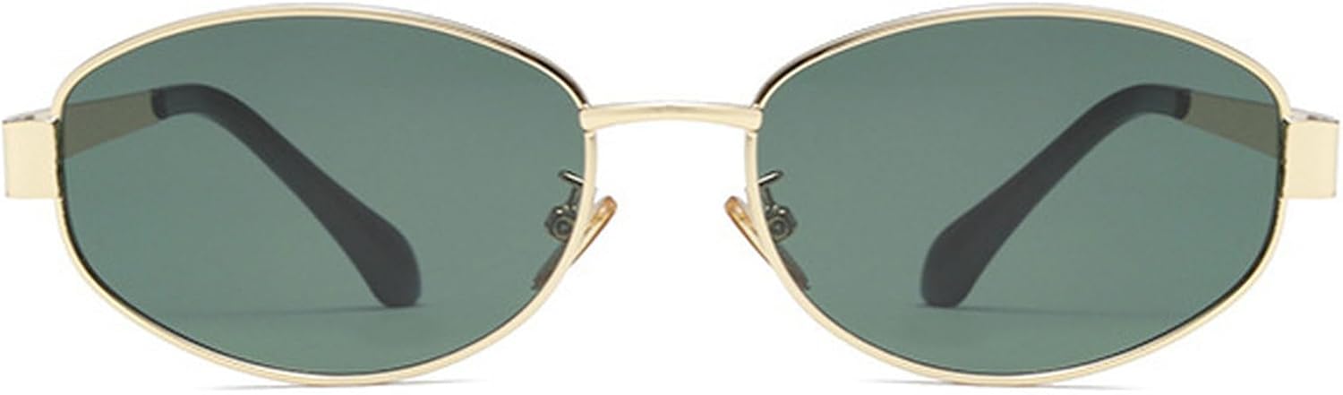 

Классические винтажные овальные солнцезащитные очки для женщин и мужчин, роскошные дизайнерские металлические солнцезащитные очки в стиле хип-хоп, панк, для активного отдыха, защита от УФ-излучения UV400 mincl, Gold Green