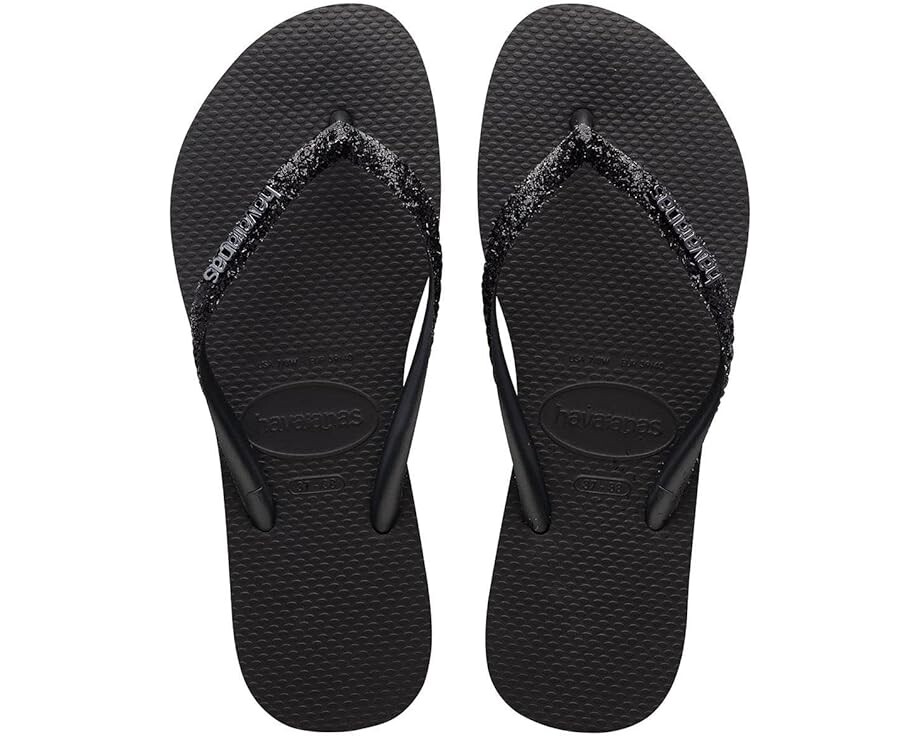 

Сандалии Havaianas Slim Glitter II Flip Flop, цвет Black/Dark Grey