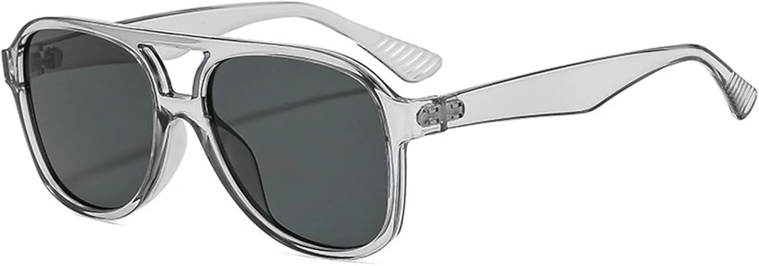 

Солнцезащитные очки COTIA Square Pilot для женщин и мужчин, классическая оправа с двойной перемычкой, винтажный стиль 70-х, повседневные солнцезащитные очки, Grey