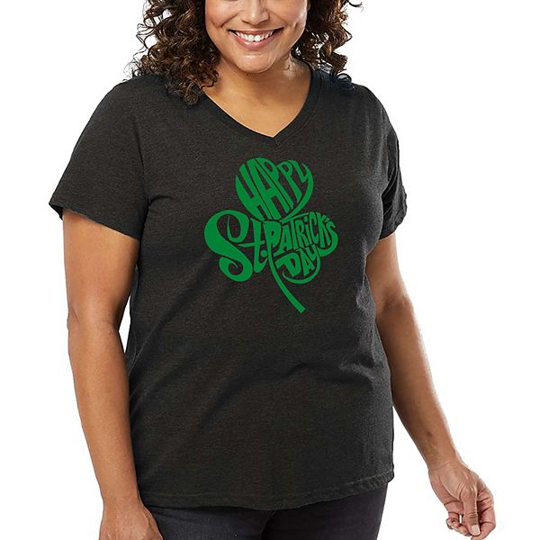 

Женская футболка plus size с принтом в виде слова и V-образным вырезом - St Patrick's Day Shamrock La Pop Art, Grey, Серый, Женская футболка plus size с принтом в виде слова и V-образным вырезом - St Patrick's Day Shamrock La Pop Art, Grey