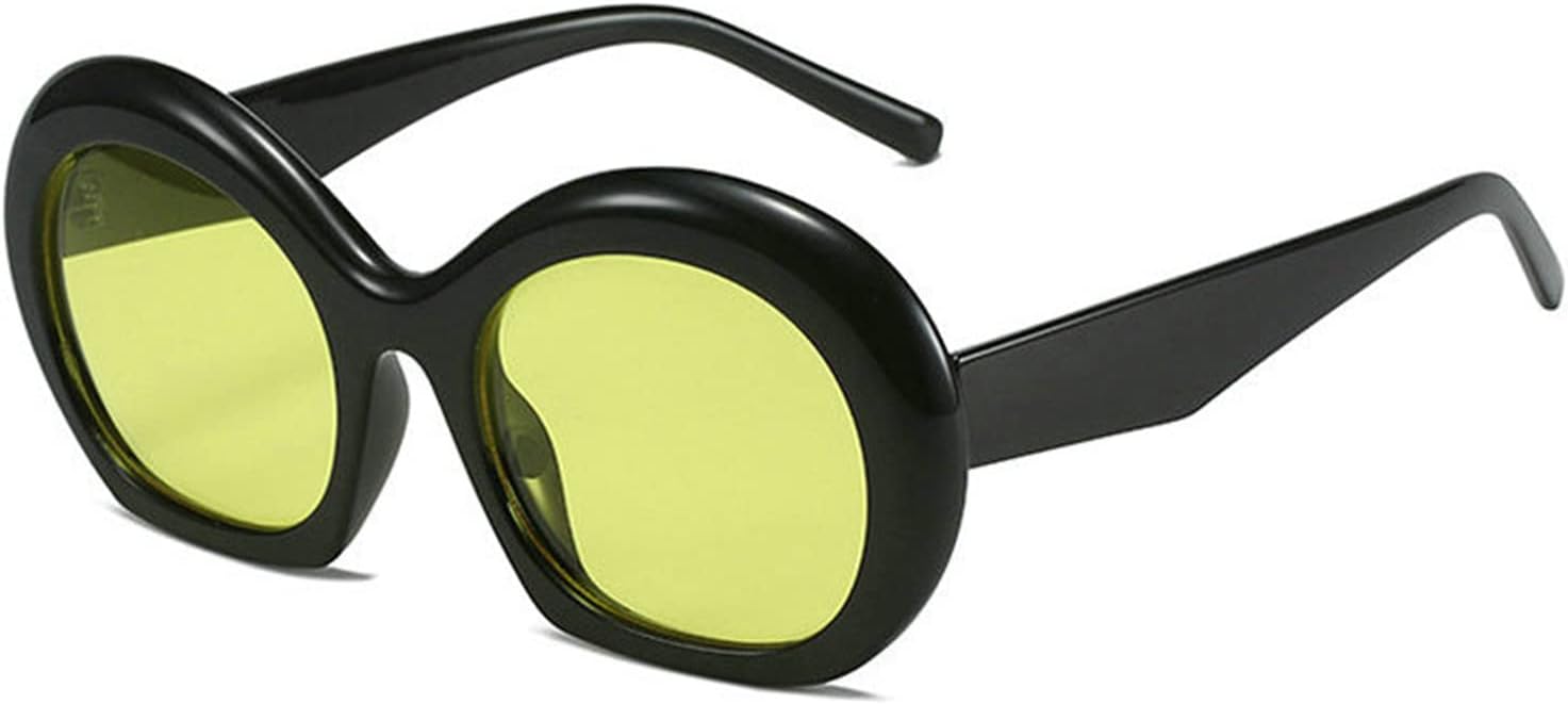 

Солнцезащитные очки Willochra Oversized Punk 2023 для женщин и мужчин, овальные, в стиле Y2k, женские солнцезащитные очки с защитой от УФ-излучения UV400, Black Yellow