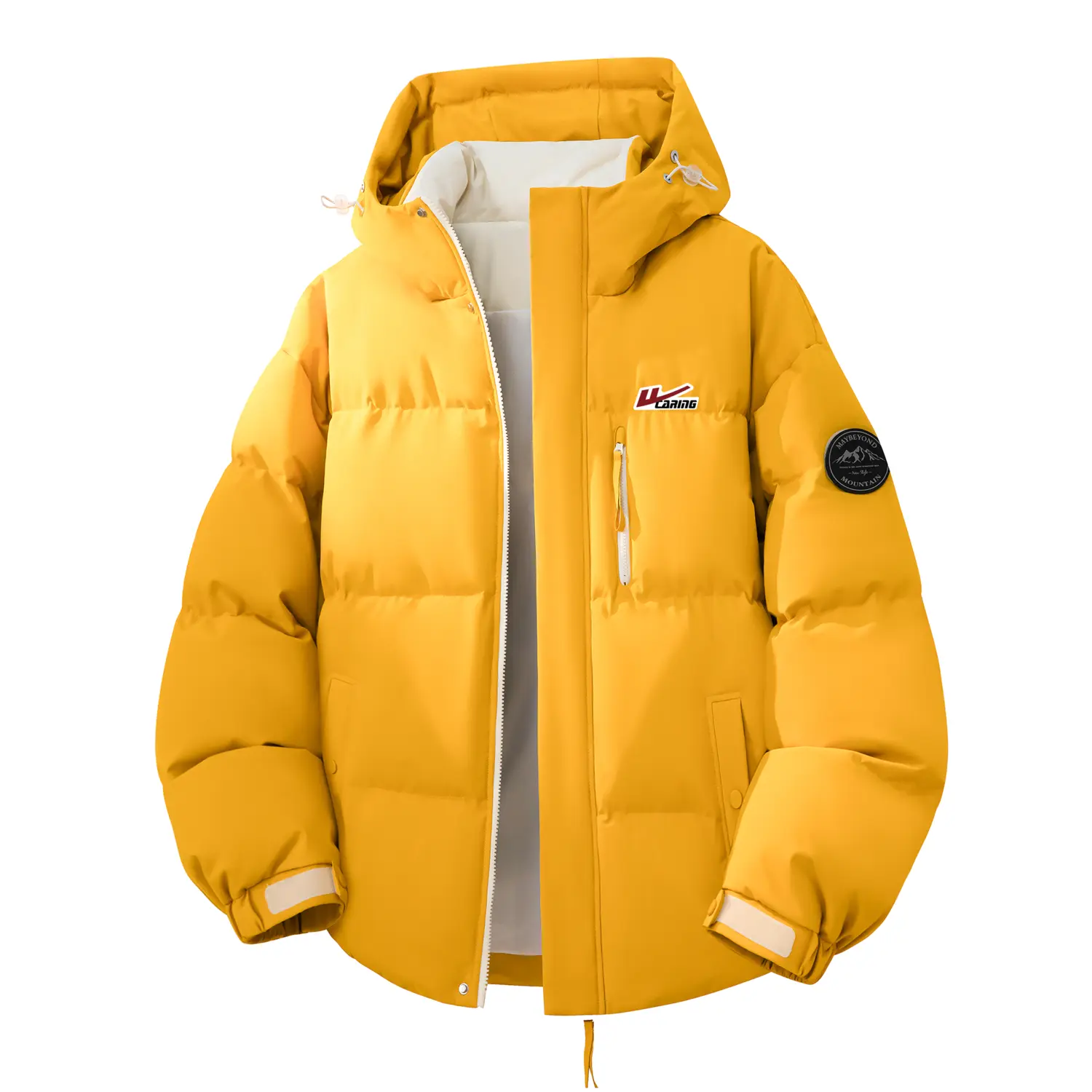 

Пуховик женский с капюшоном утепленный стеганый WARRIOR, wheat желтый (diy badge)