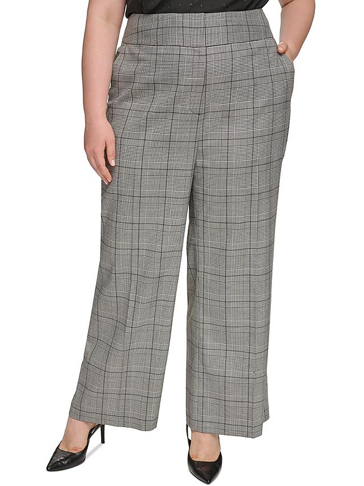 

Женские деловые брюки в ломаную клетку Plus Calvin Klein, серый