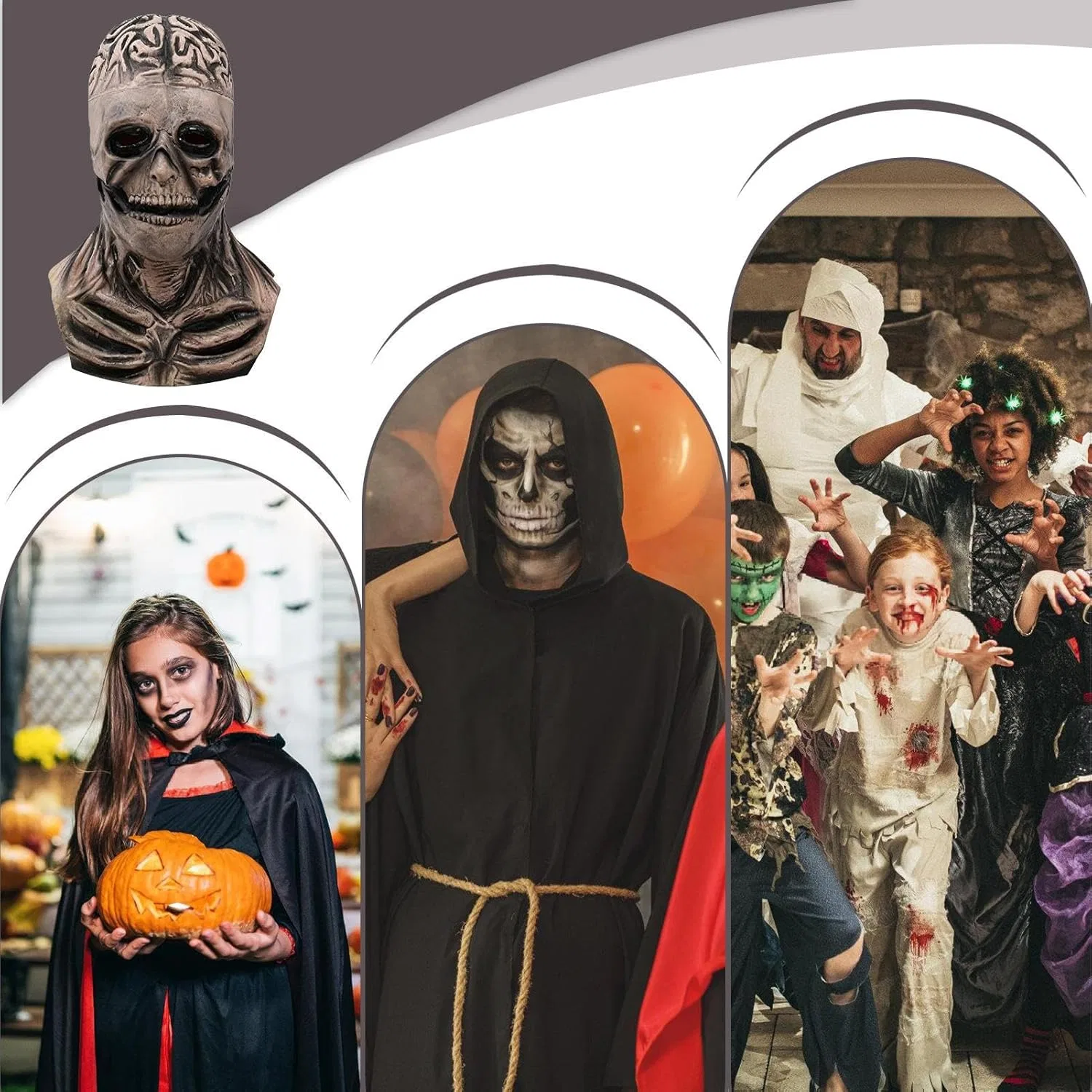 Маска для лица — Латексная скелет Halloween — фото 4