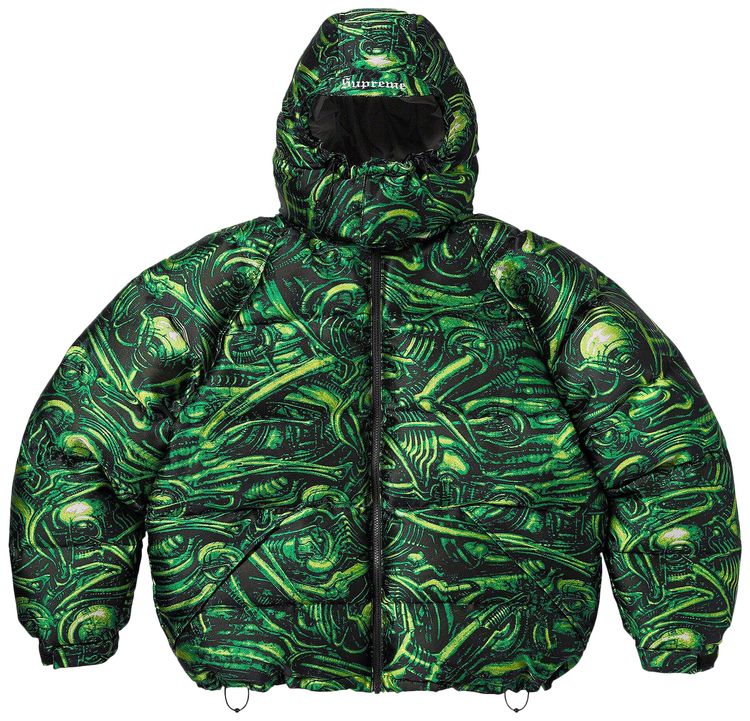 

Куртка Supreme H.R. Giger Jacquard Down Puffer Jacket 'Green', зеленый