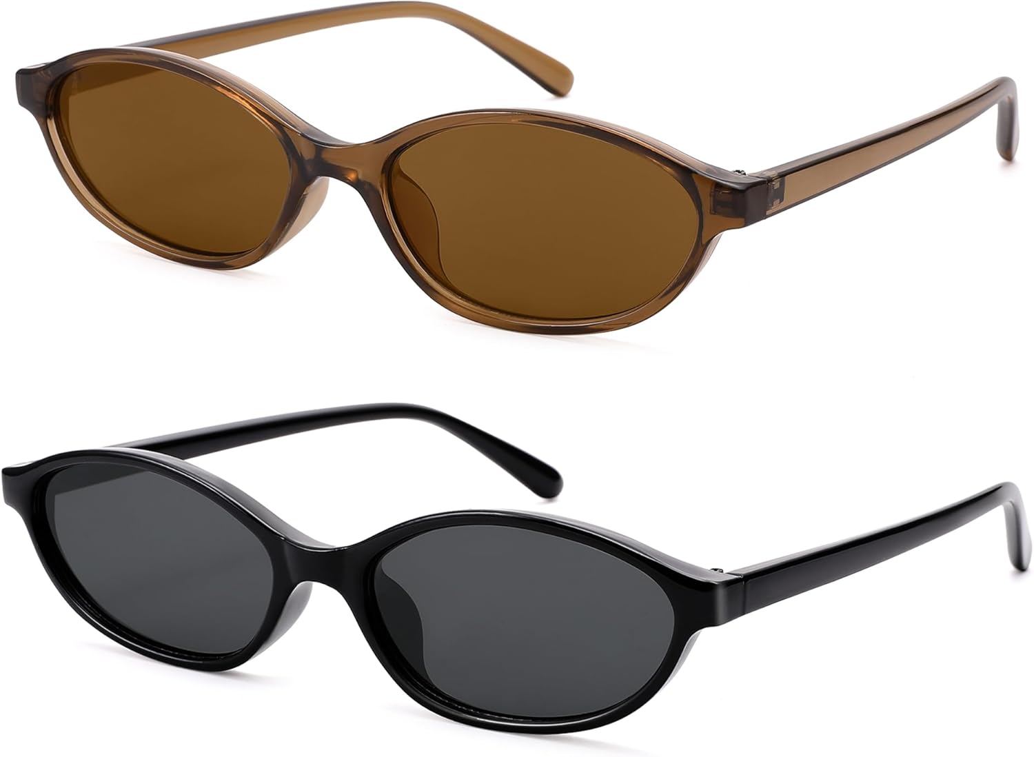 

Ретро-солнцезащитные очки овальной формы для женщин - модные солнцезащитные очки в стиле Y2k - очки «кошачий глаз» в стиле 90-х GLARDEFE, B1 Brown / Brown Lens + Grey / Black Lens