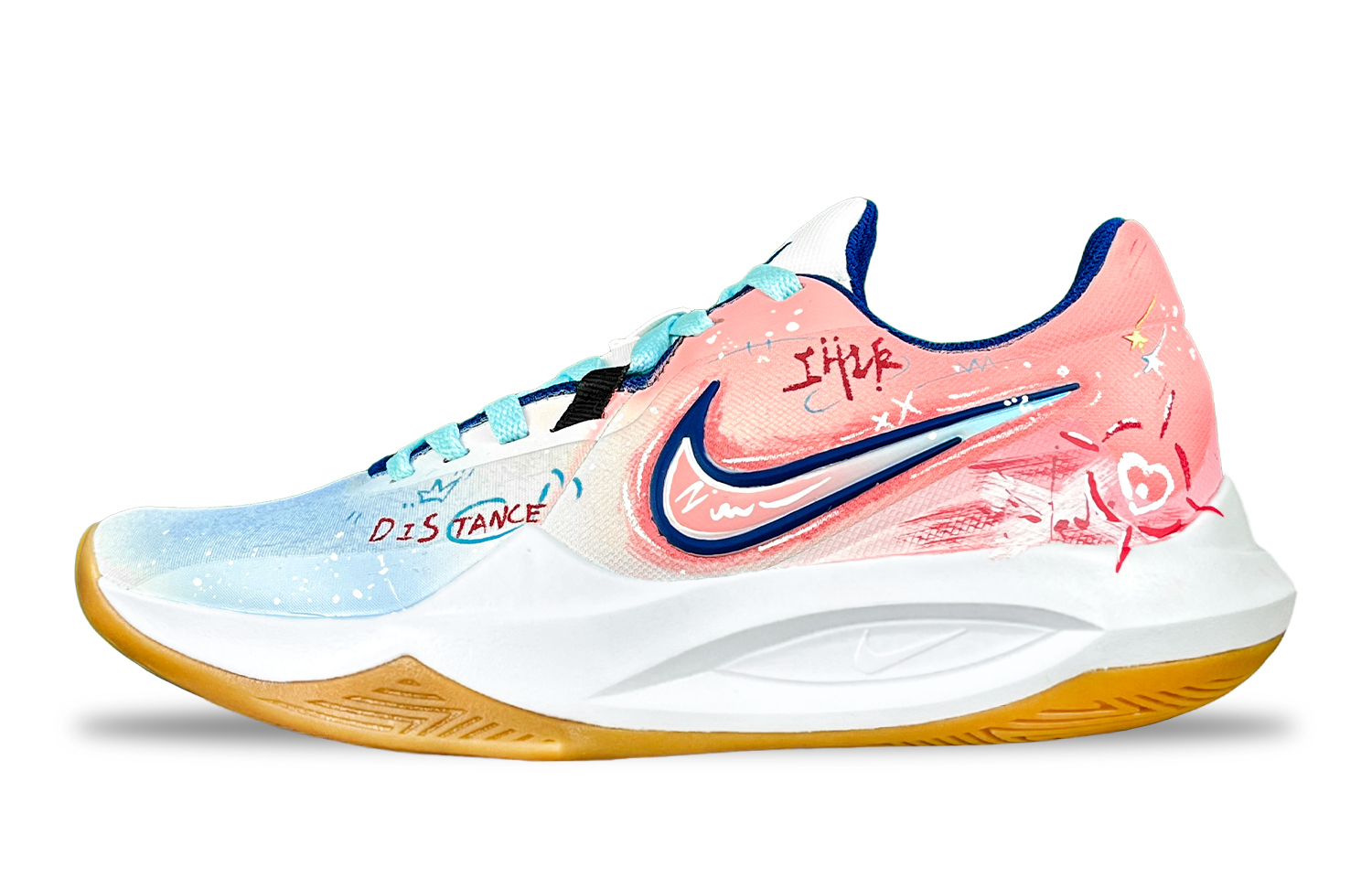 

Nike Баскетбольные кроссовки Precision 6 Fantasy, Heartbeat Rhythm с низким верхом, износостойкие, противоскользящие, мужские, цвет синий-розовый