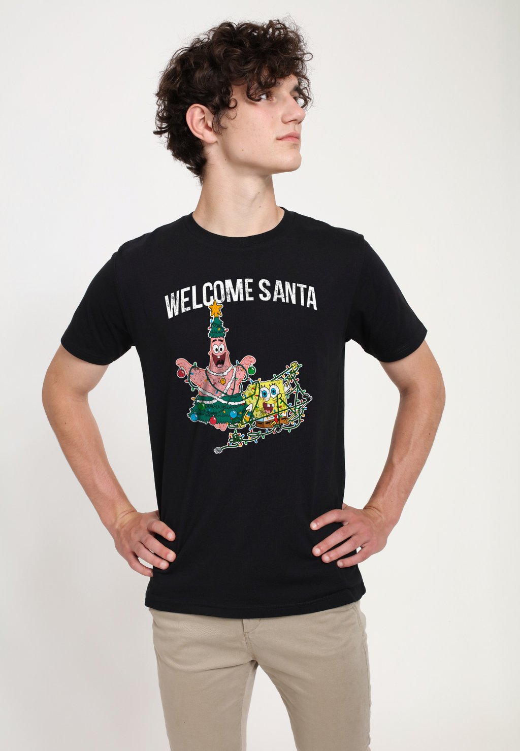 

Футболка с принтом SPONGEBOB SQUAREPANTS WELCOME SANTA Henry Tiger, черный