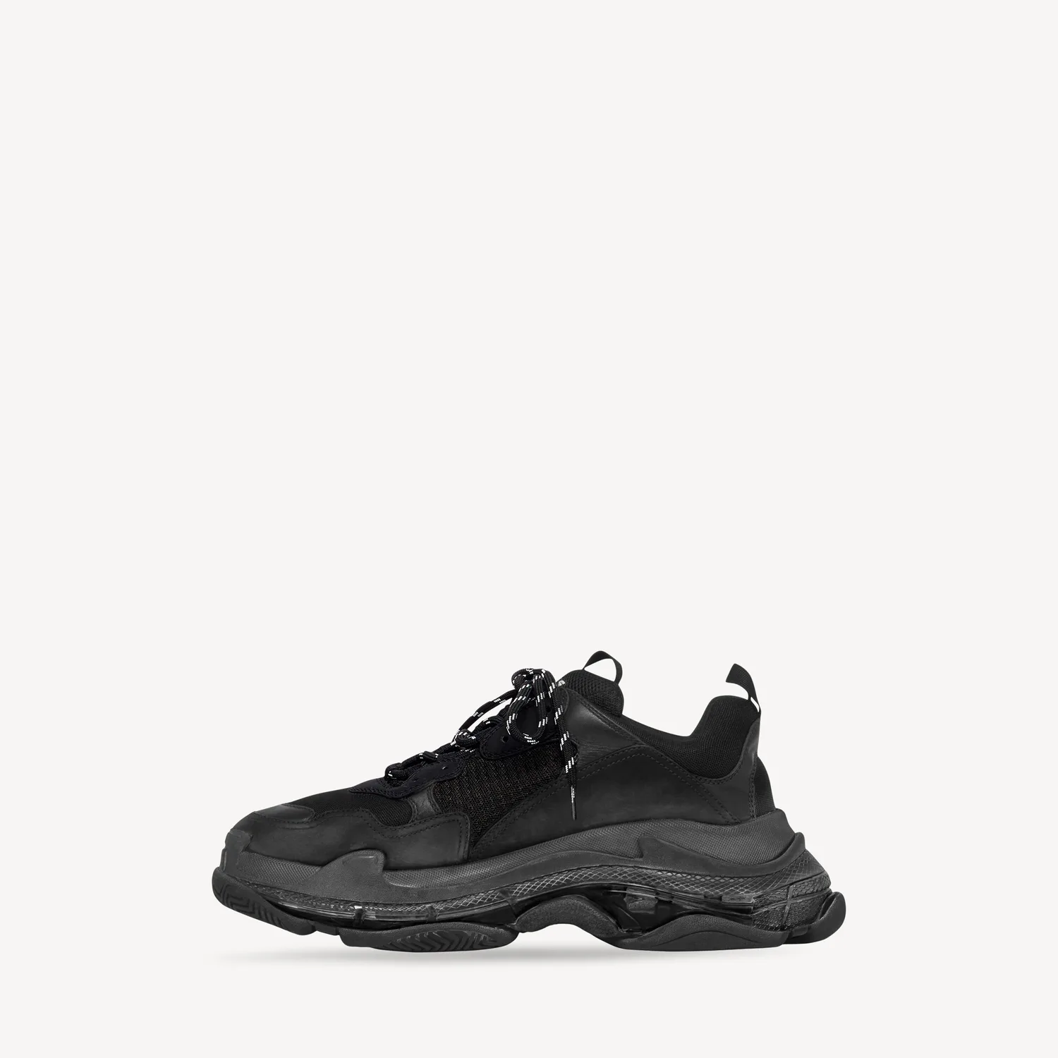 BALENCIAGA Мужские кроссовки Triple S с прозрачной подошвой, черные — фото 3