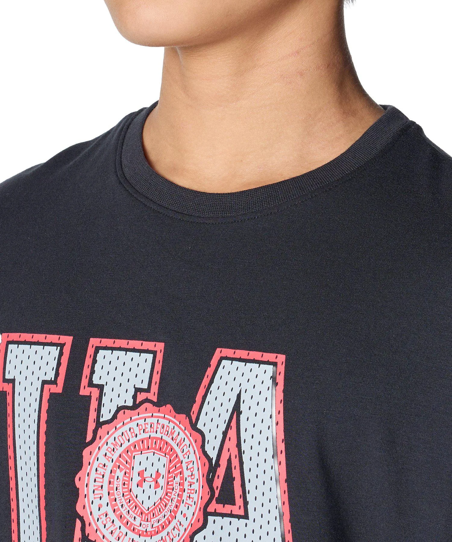 Детская футболка с длинным рукавом Performance Cotton Varsity Logo UNDER ARMOUR чёрная — фото 4
