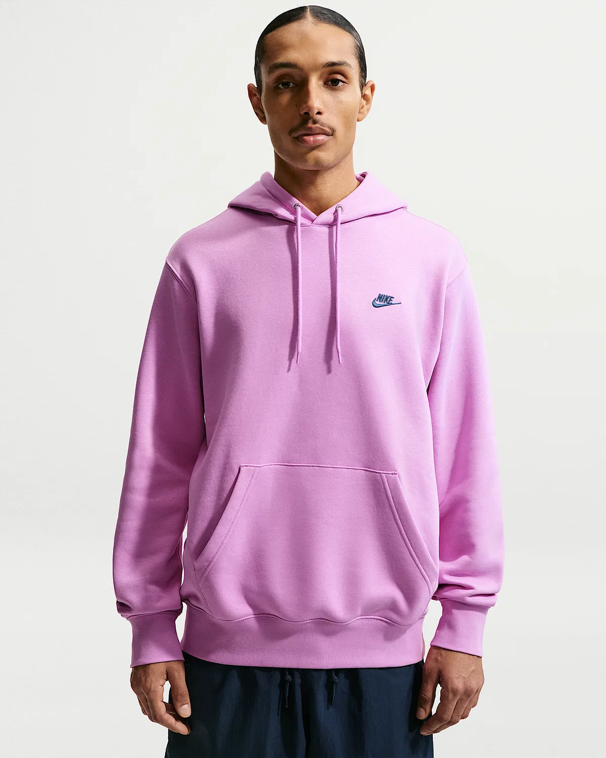 Мужская флисовая худи-пуловер Nike Club, Light Magenta/Light Magenta/Midnight Navy
