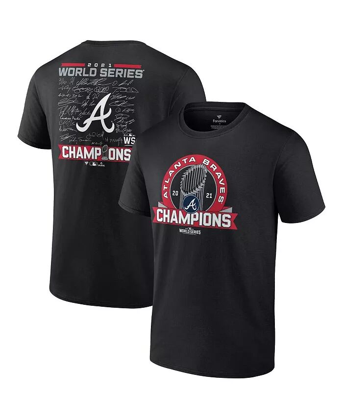 

Мужская черная футболка с фирменным составом чемпионов Мировой серии Atlanta Braves 2021 года Fanatics