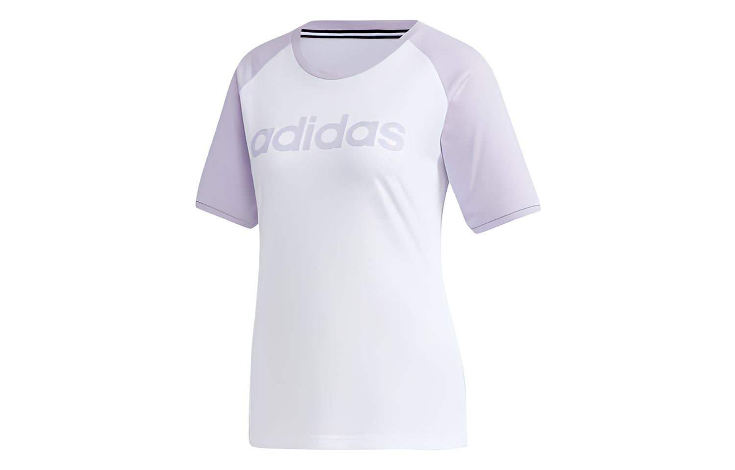 

Футболка с рукавом реглан женская светло-фиолетовая белая Adidas Neo