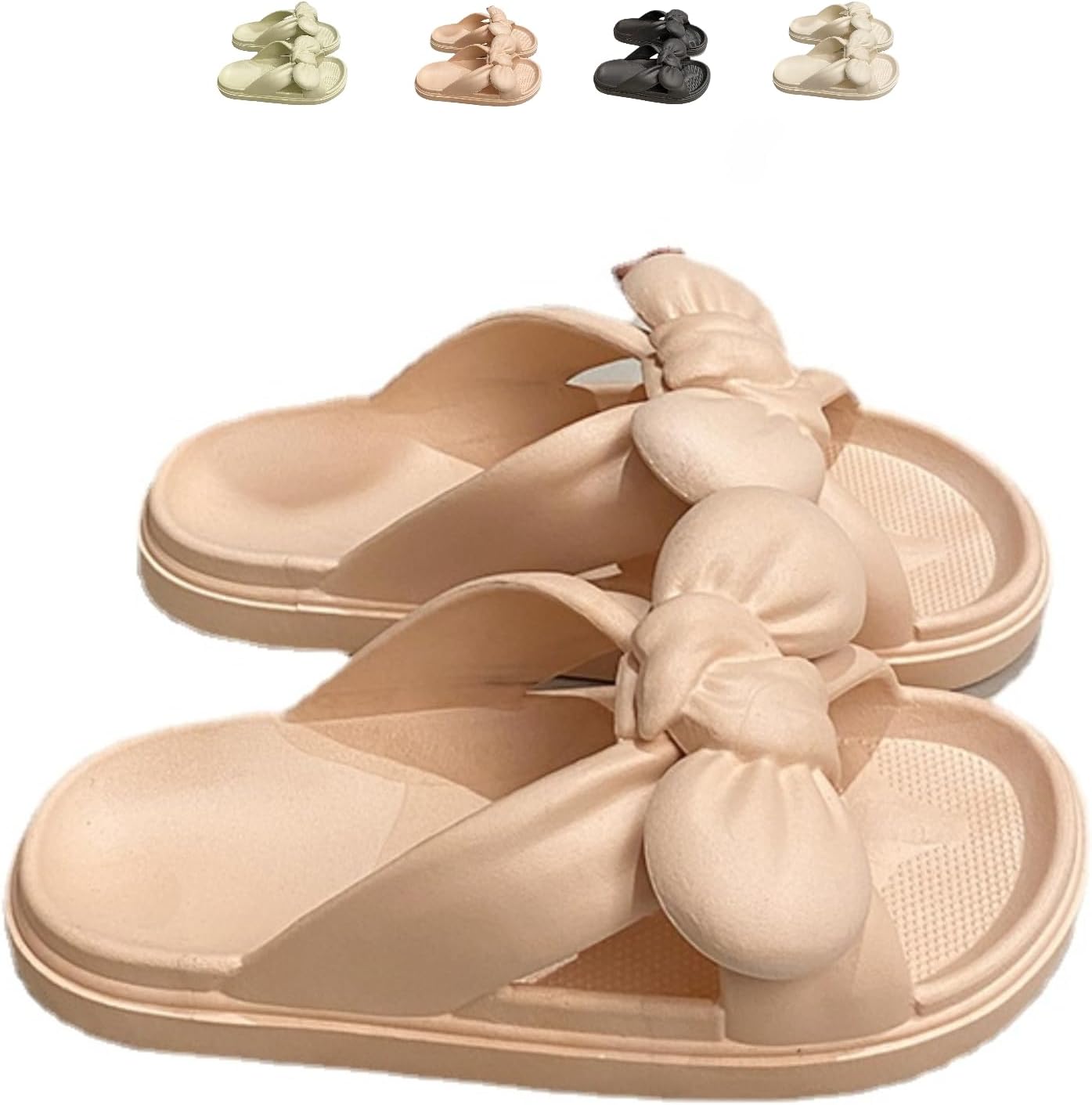 

Унисекс тапочки POMN для взрослых и детей, милые кавайные домашние тапочки для ванной комнаты, для женщин, мужчин и девочек - бежевые, размер 12