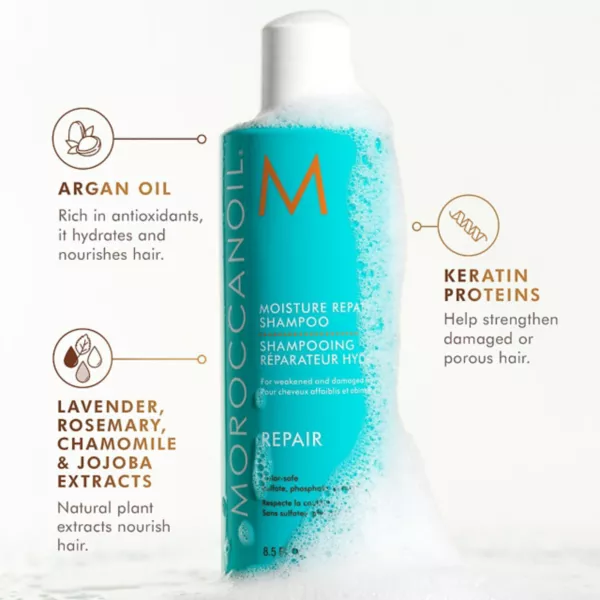 Увлажняющий восстанавливающий шампунь Moroccanoil, объем 69 мл — фото 4