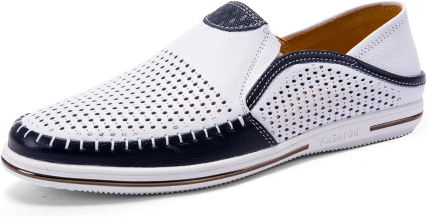 

Мужские натуральные кожаные лоферы- модные слип-он, повседневные и мягкие, идеально подходят для летних поездок и повседневной ношения Kpdwfms, белый