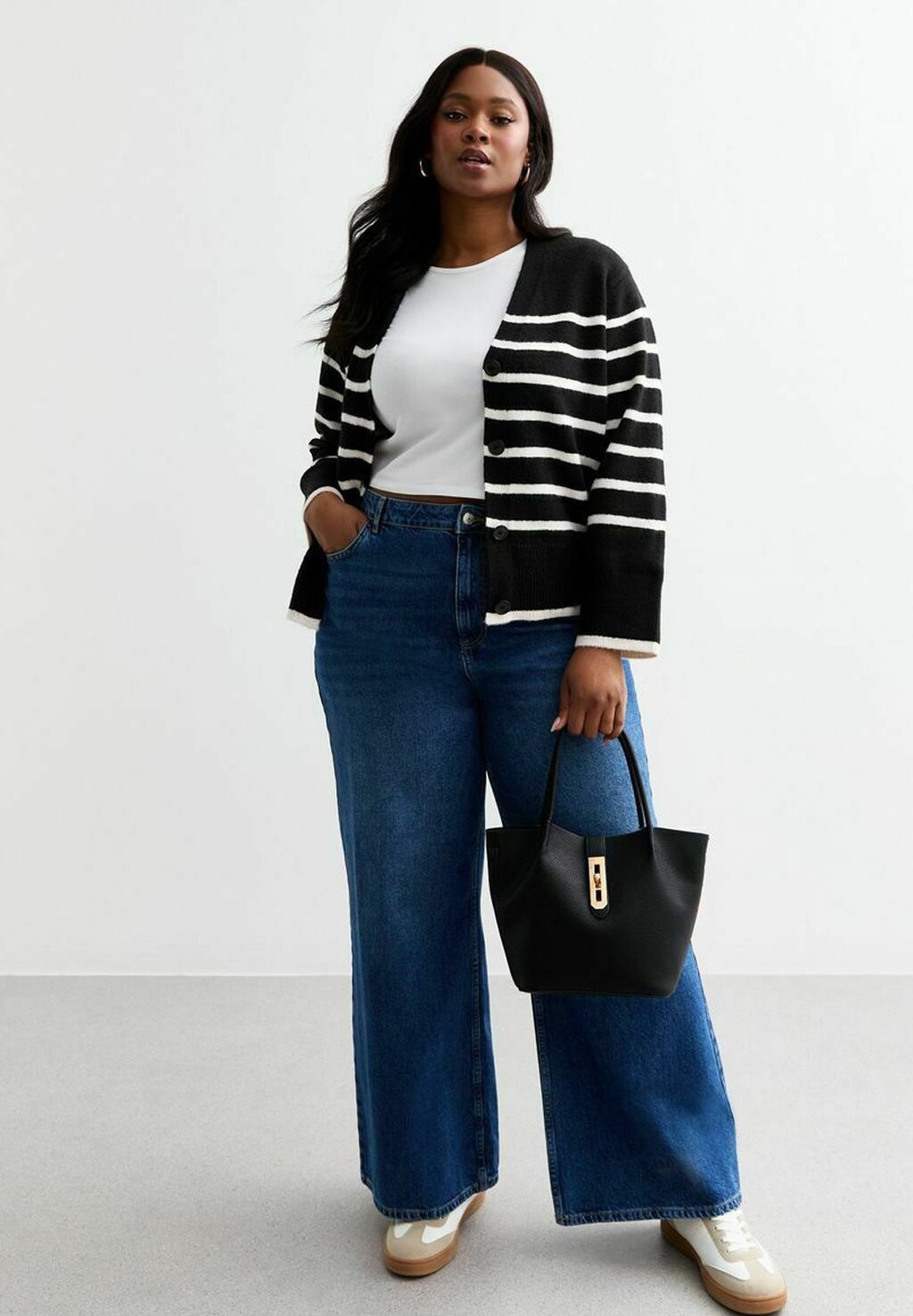 

Кардиган CURVES STRIPE New Look, черный