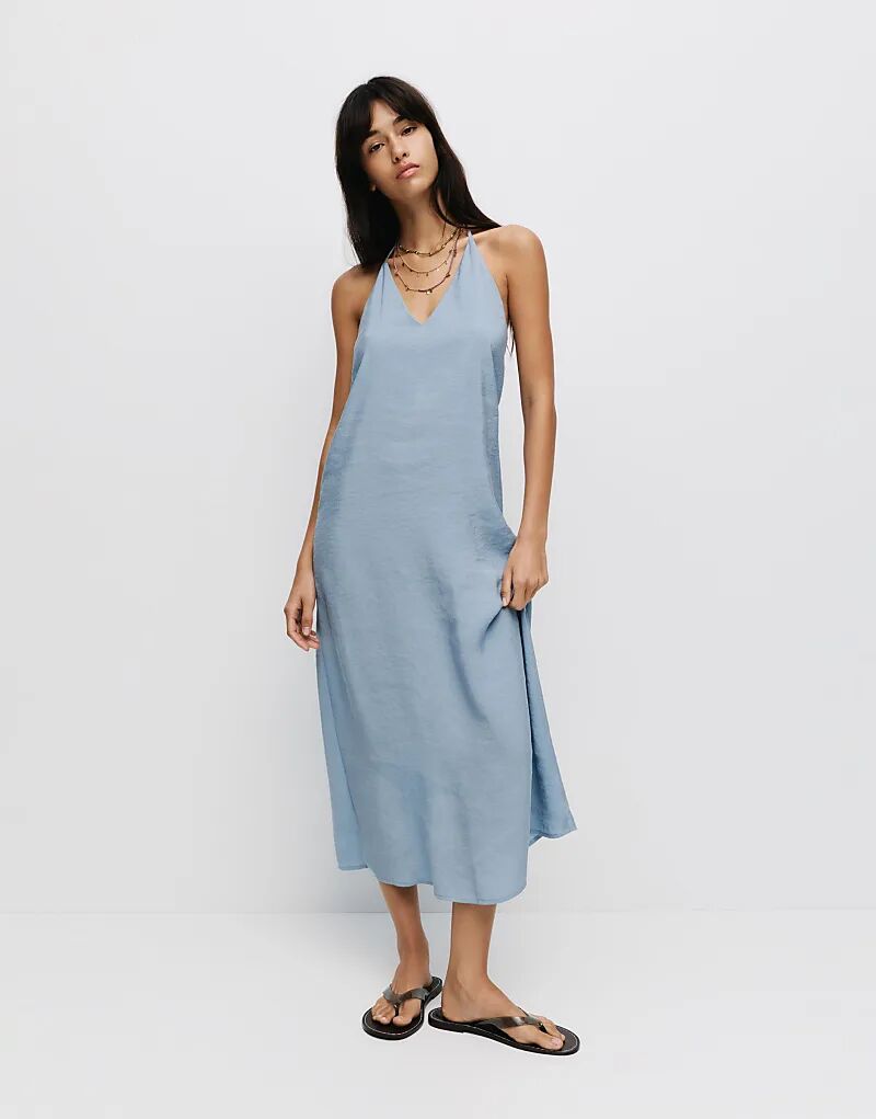 

Платье миди Pull&Bear Halter синего цвета