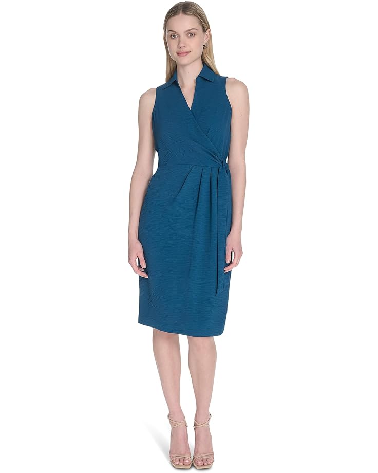 

Платье Calvin Klein Aerowash Collared Elastic Waist Self Tie Midi, цвет Cypress