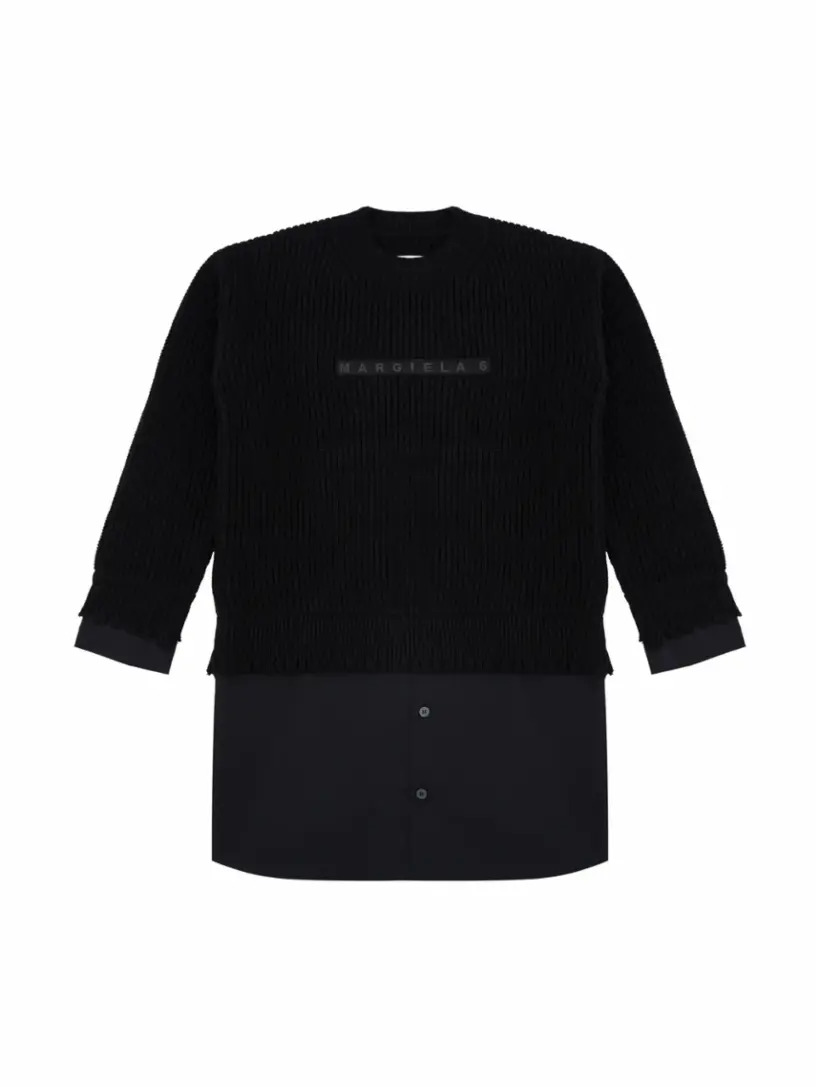 

Комбинированное платье с логотипом MM6 MAISON MARGIELA, черный
