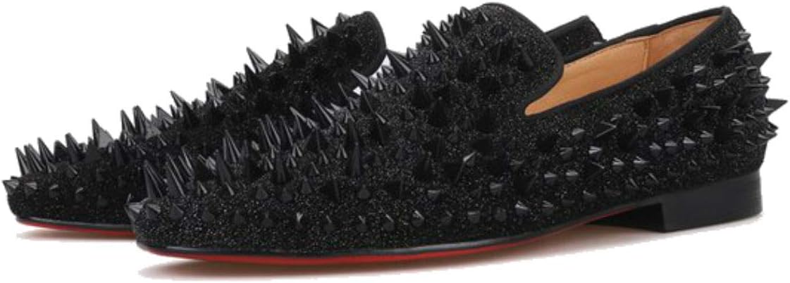 

Мужские черные тапочки-лоферы FERUCCI с черными шипами и кристаллами GZ