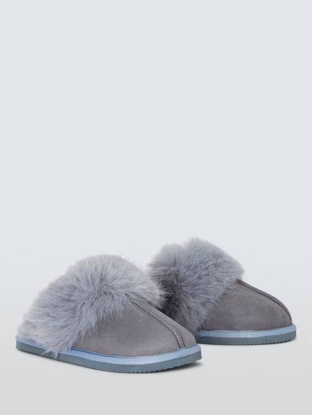 Мягкие тапочки-мул из искусственного меха microsuede John Lewis, серый — фото 3