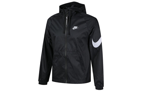 Куртка Nike Sportswear Swoosh Full-length zipper Cardigan Hooded Jacket Black, черный — фото 2
