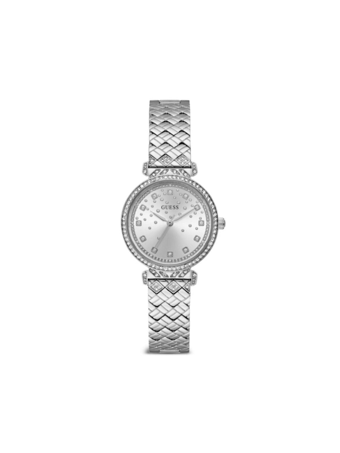 

Наручные часы 32 мм с кристаллами GUESS USA, серебряный