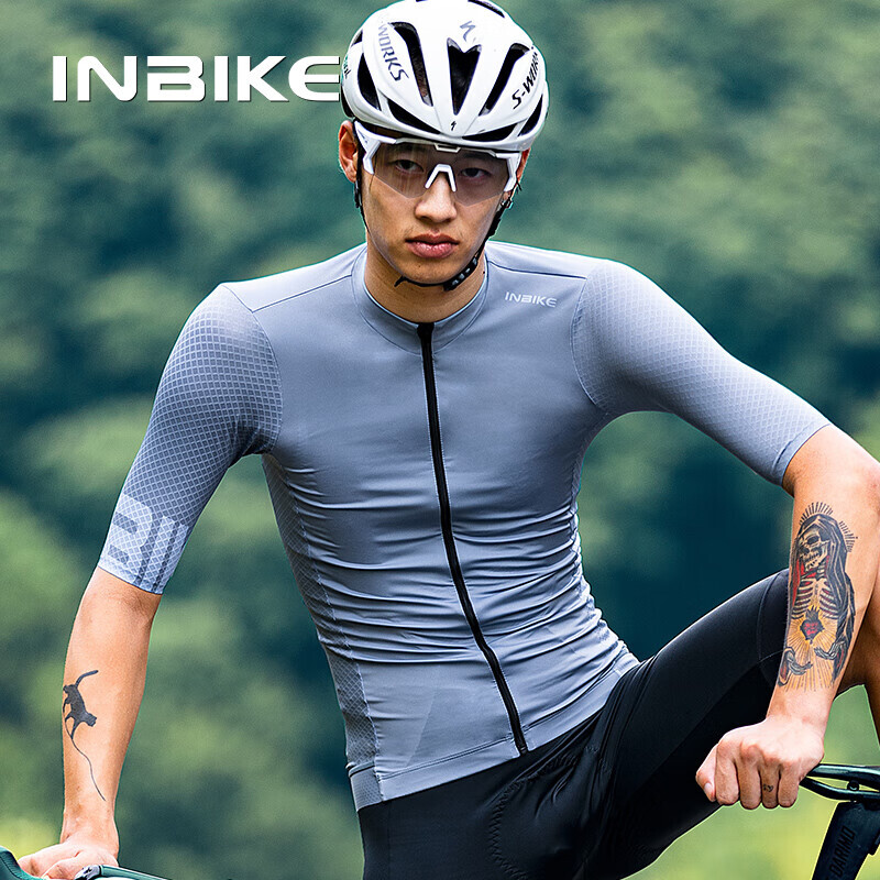 

INBIKE велосипедный костюм с короткими рукавами, мужской летний костюм, впитывающий пот, быстросохнущий велосипедный топ для горного и шоссейного велосипеда, лайм-лайм, L