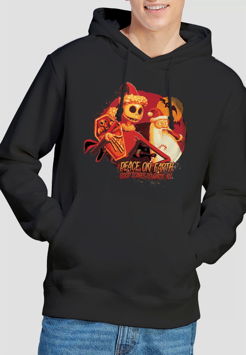 

Толстовка с капюшоном THE NIGHTMARE BEFORE CHRISTMAS GOOD SCARES TOWARDS ALL PRINT Disney, черный
