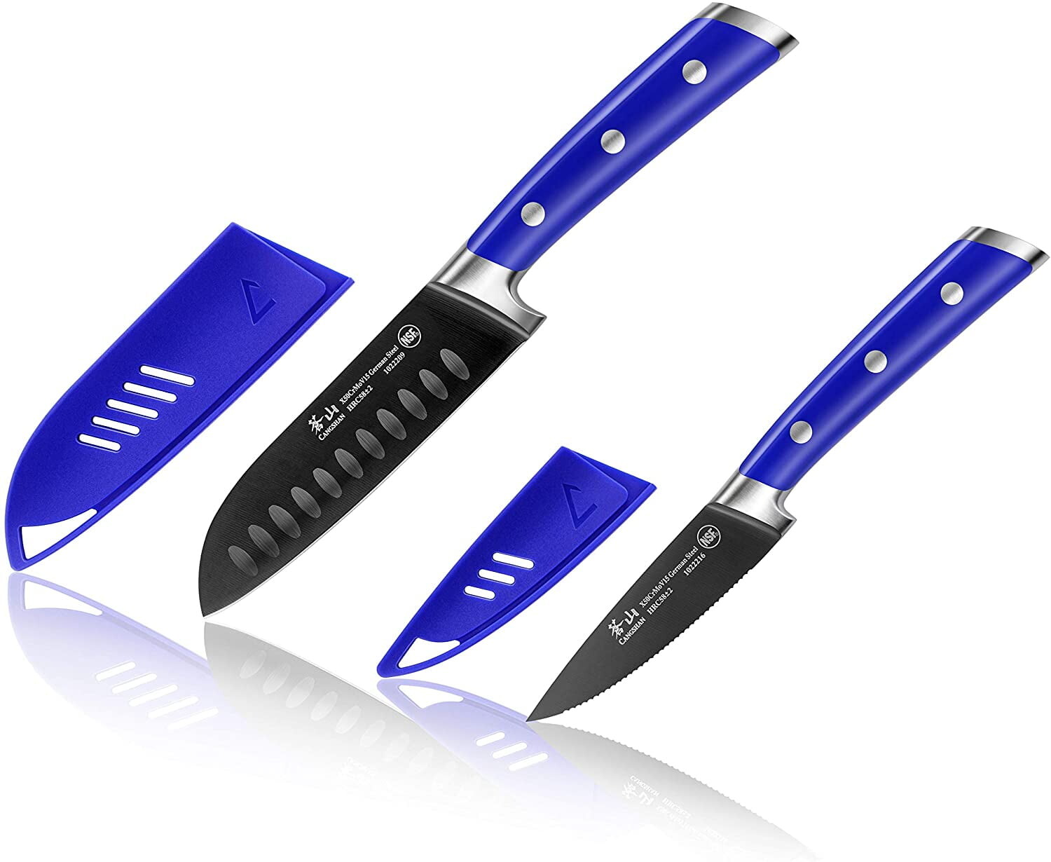 

Стартовый набор ножей из стали Santoku Canghan S+ 2 шт, синий