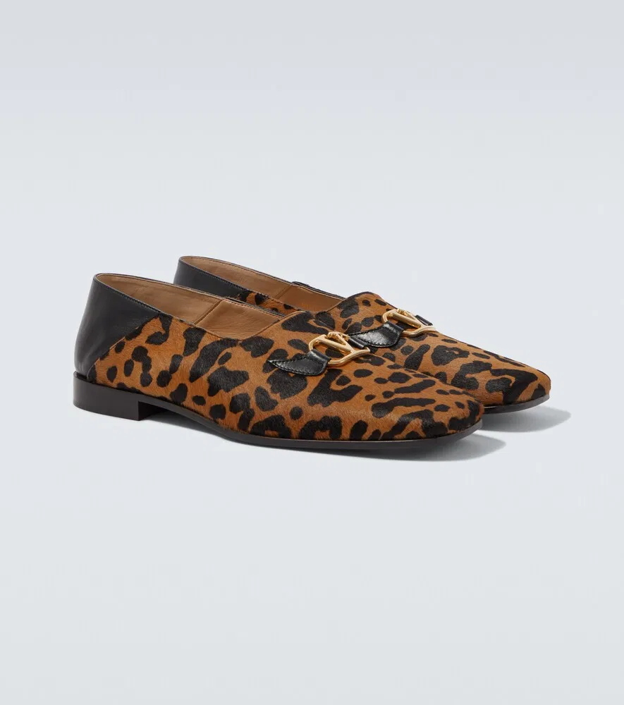 Лоферы Babouche Fauve Éclat из телячьего волоса Valentino Garavani, коричневый