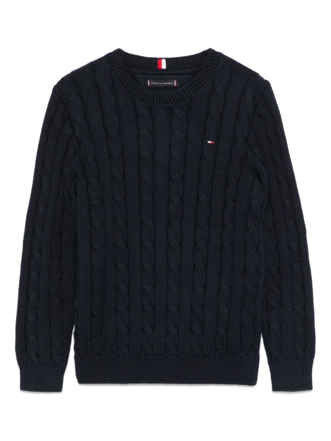

Свитер фактурной вязки с круглым вырезом Tommy Hilfiger Junior, синий